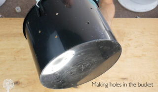 Drilling holes in the bucket