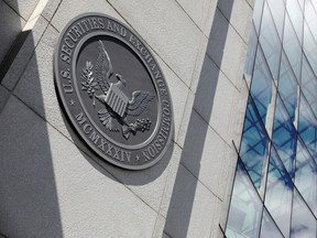 FILE - The seal of the U.S. Securities and Exchange Commission (SEC) is seen at their headquarters in Washington, D.C., U.S., May 12, 2021. Picture taken May 12, 2021.